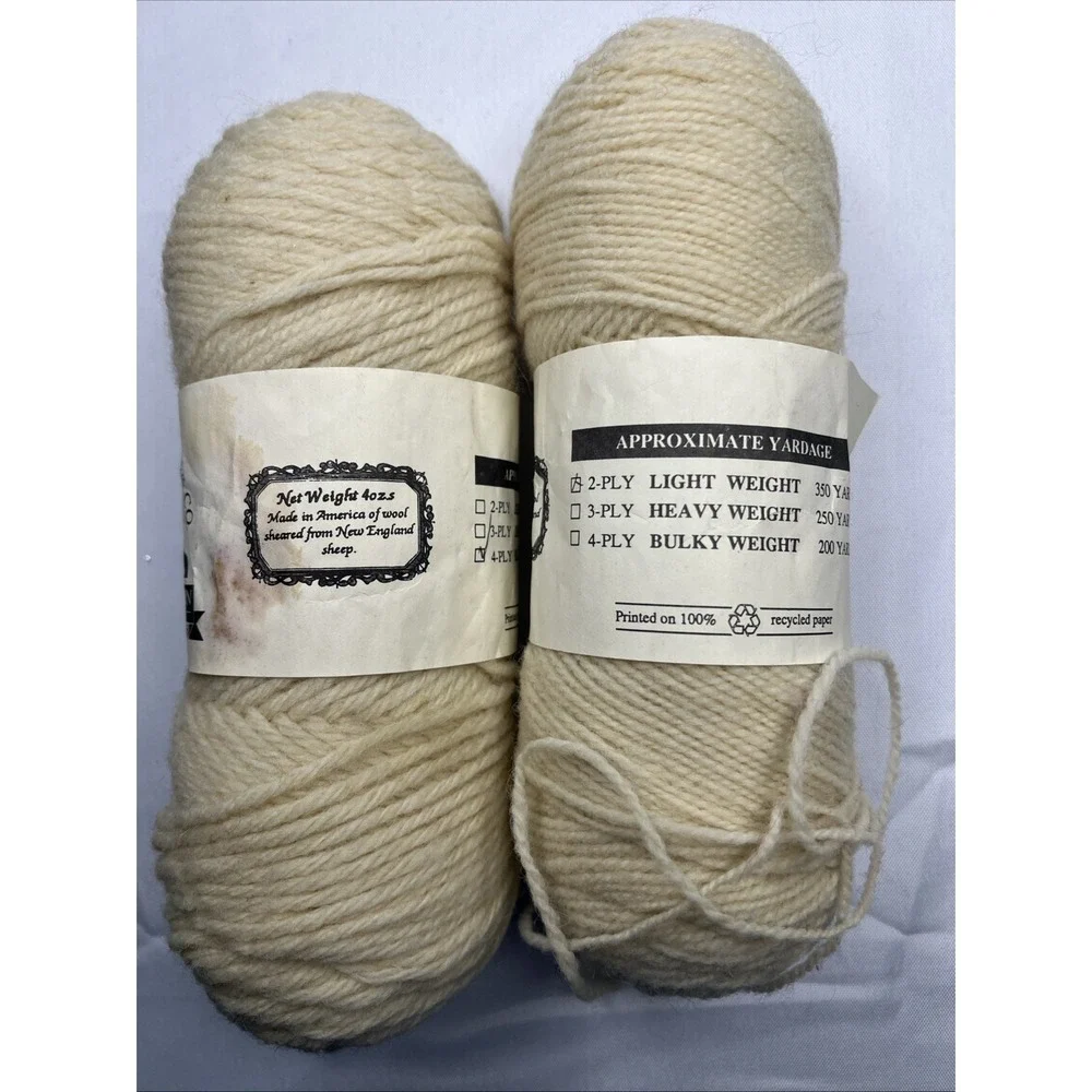 Quinnehiticut Woolen Co Ponemah Yarn 100% Virgin Wool